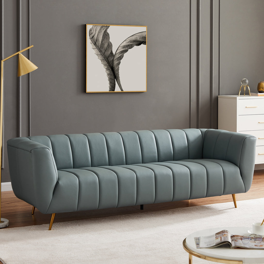 Clodine sofa - Blue Leather | Mid in Mod | Houston TX | Best Furniture stores in Houston