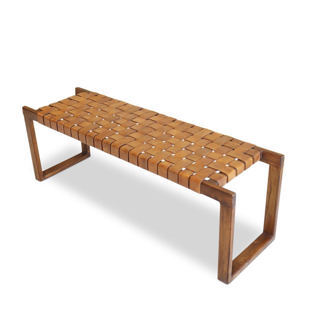 Elgin  Tan Leather Bench  | MidinMod | Houston TX | Best Furniture stores in Houston