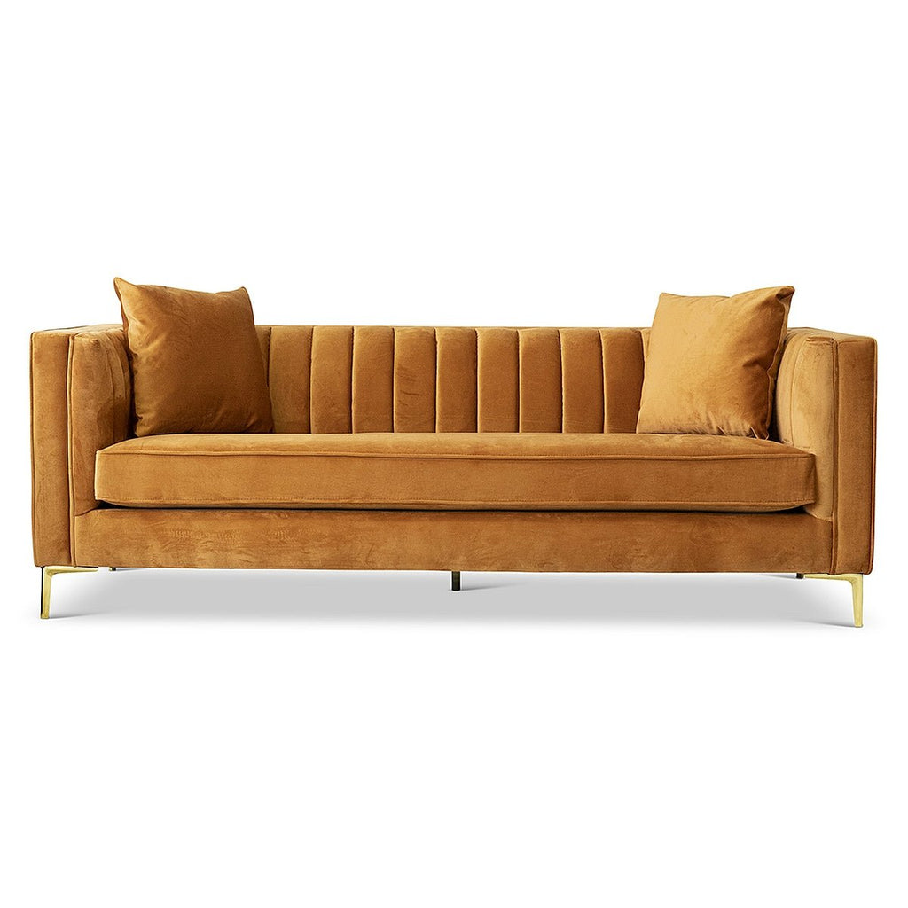 Kendra Sofa 91" - Orange Velvet  | MidinMod | Houston TX | Best Furniture stores in Houston