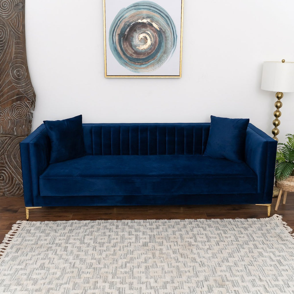 Kendra Sofa (Blue Velvet) | Mid in Mod | Houston TX | Best Furniture stores in Houston