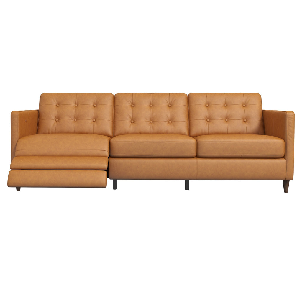 Louis Leather Electric Reclining Sofa-Tan left | MidinMod | TX | Best Furniture stores in Houston