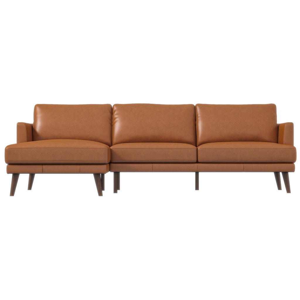 Lorena  Sectional Sofa - Tan Leather Left | Mid in Mod | TX | Best Furniture stores in Houston