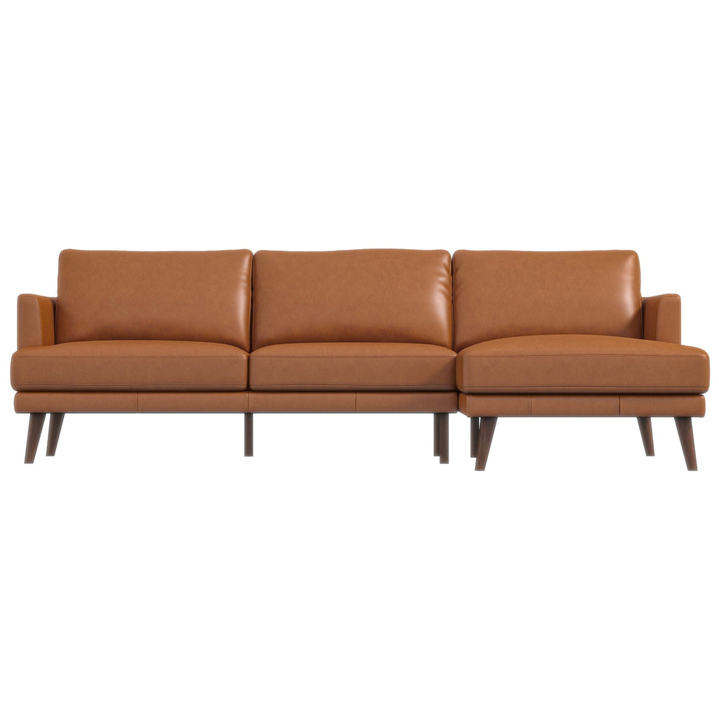 Lorena Sectional Sofa  - Tan Leather Right | MidinMod | TX | Best Furniture stores in Houston