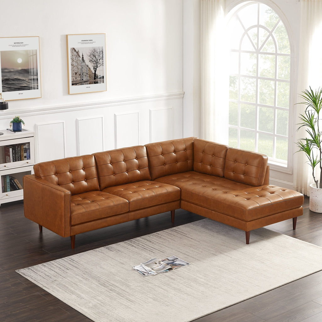 Lugano leather sectional Sofa - Right Facing | Mid in Mod | TX | Best Furniture stores in Houston