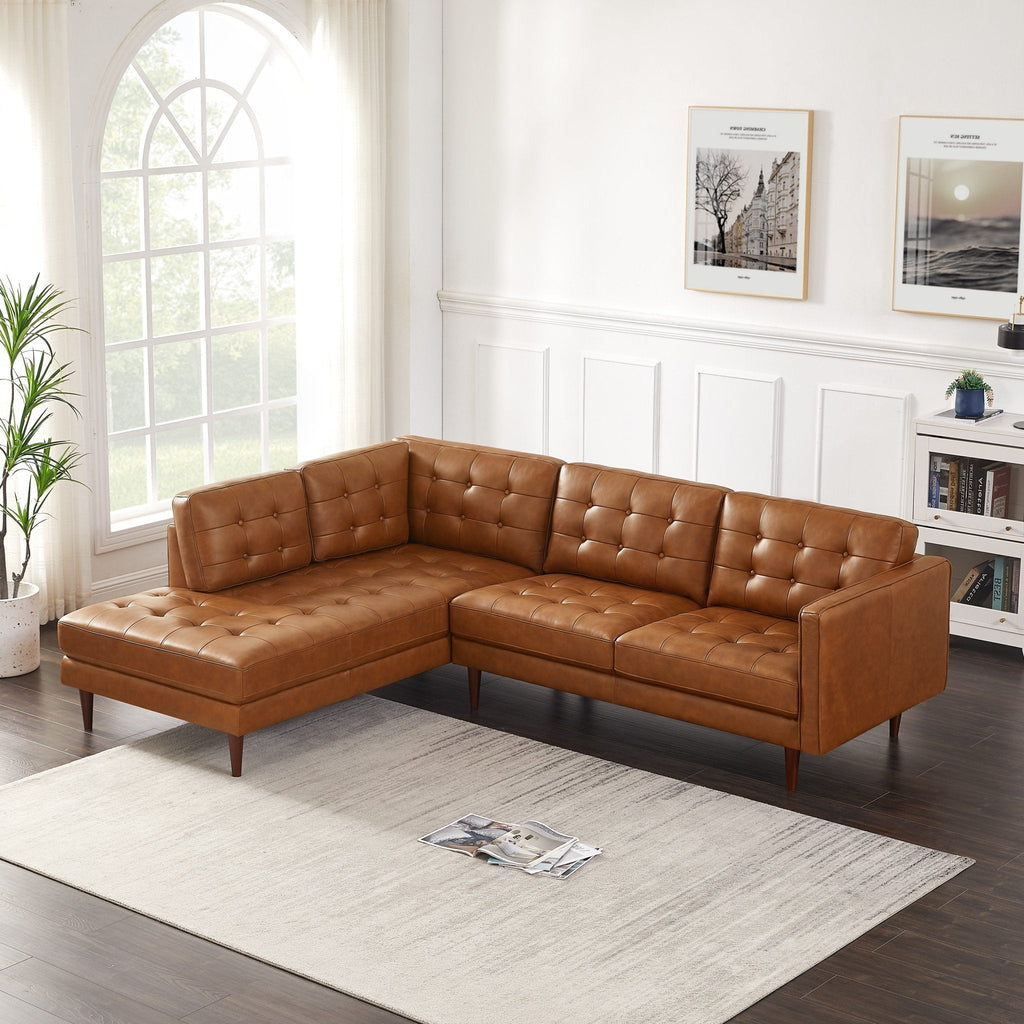 Lugano Leather Sectional Sofa - Left Facing  | Mid in Mod | TX | Best Furniture stores in Houston