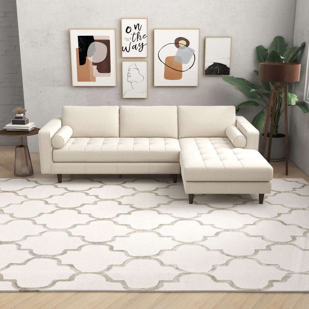 Daphne Sectional Couch Right Facing - Cream Boucle | MidinMod | TX | Best Furniture stores in Houston