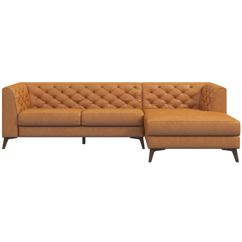 Fargo Sectional Leather Sofa - Tan Leather Rigt Chaise | MidinMod | TX | Best Furniture stores in Houston