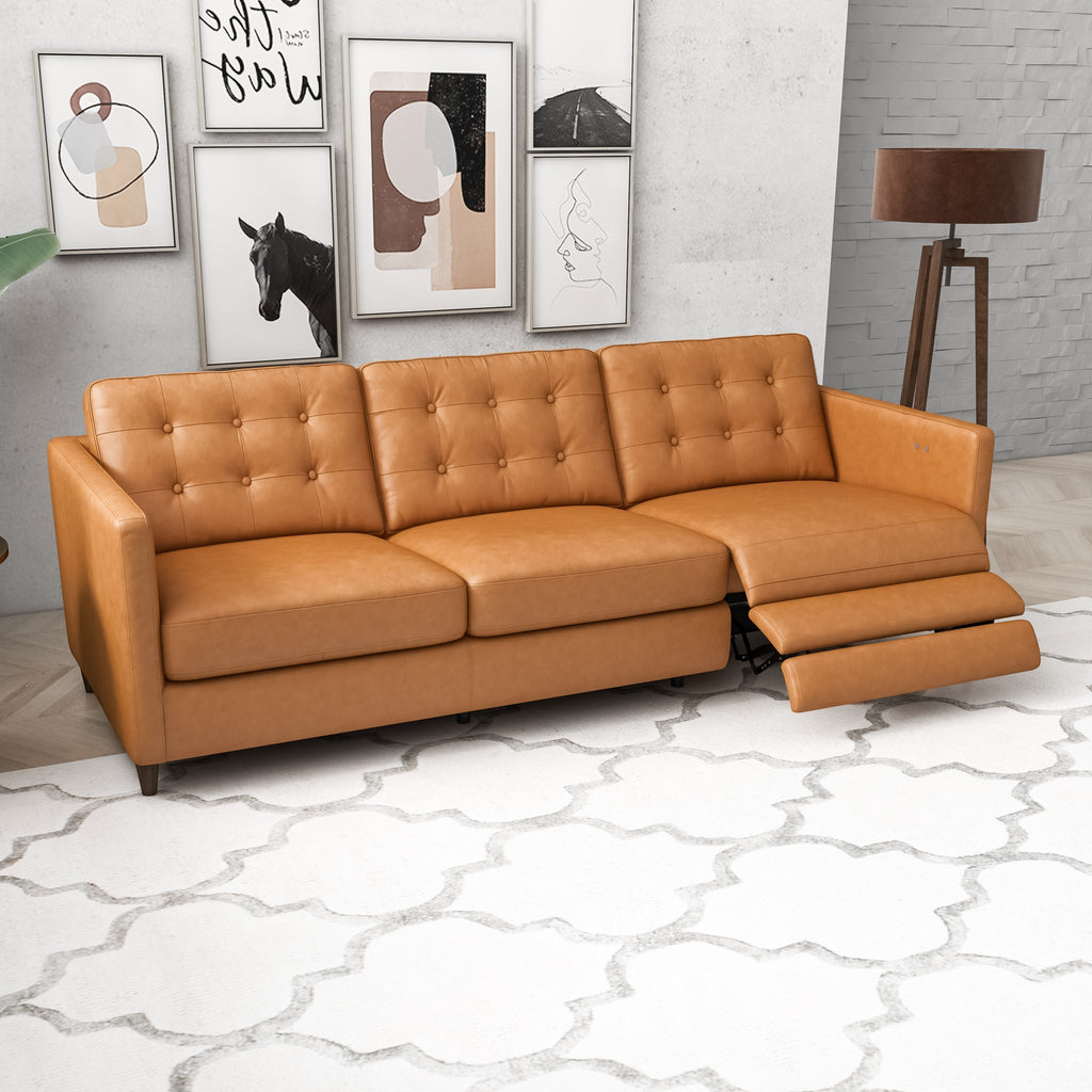 Louis Leather Electric Reclining Sofa -Tan right | MidinMod | TX | Best Furniture stores in Houston