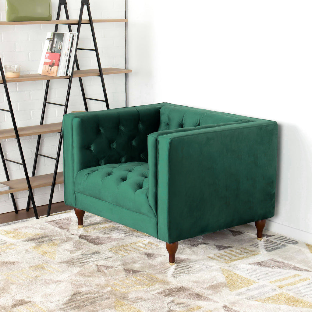 Houston Modern Lounge Chair - Green Velvet | MidinMod | Houston TX | Best Furniture stores in Houston