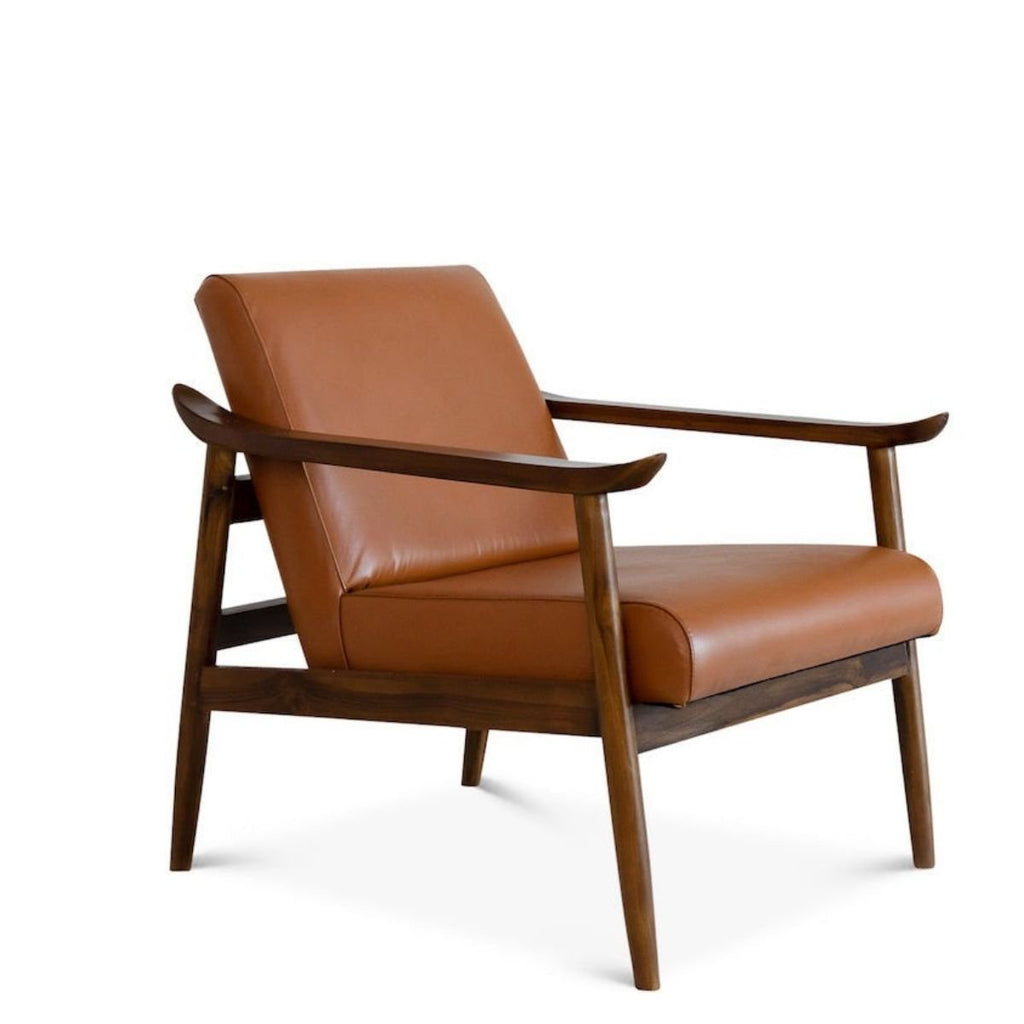 Mameda Leather Lounge Chair (Dark Tan) | Mid in Mod | Houston TX | Best Furniture stores in Houston