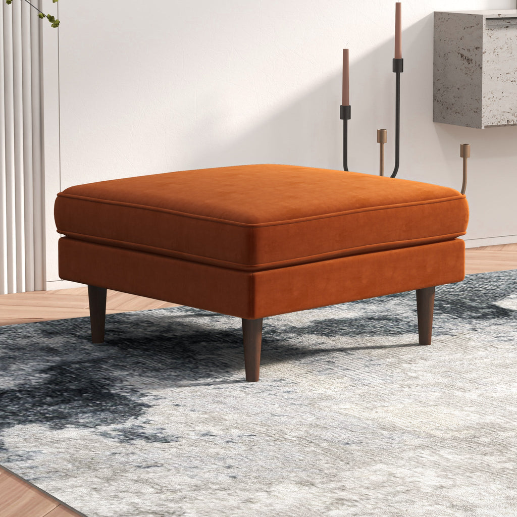 Fordham Ottoman - Burnt orange Velvet | MidinMod | Houston TX | Best Furniture stores in Houston