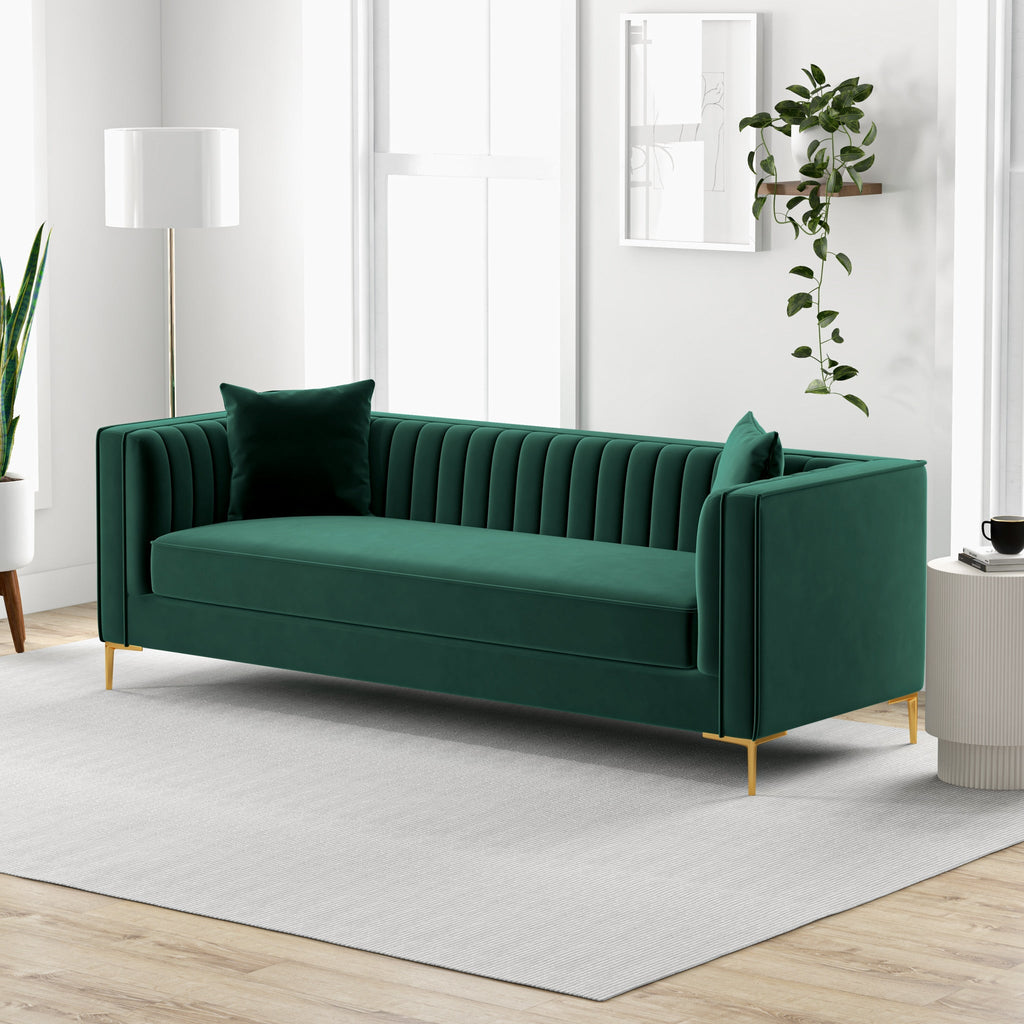 Kendra Sofa 91" - Green Velvet  | MidinMod | Houston TX | Best Furniture stores in Houston