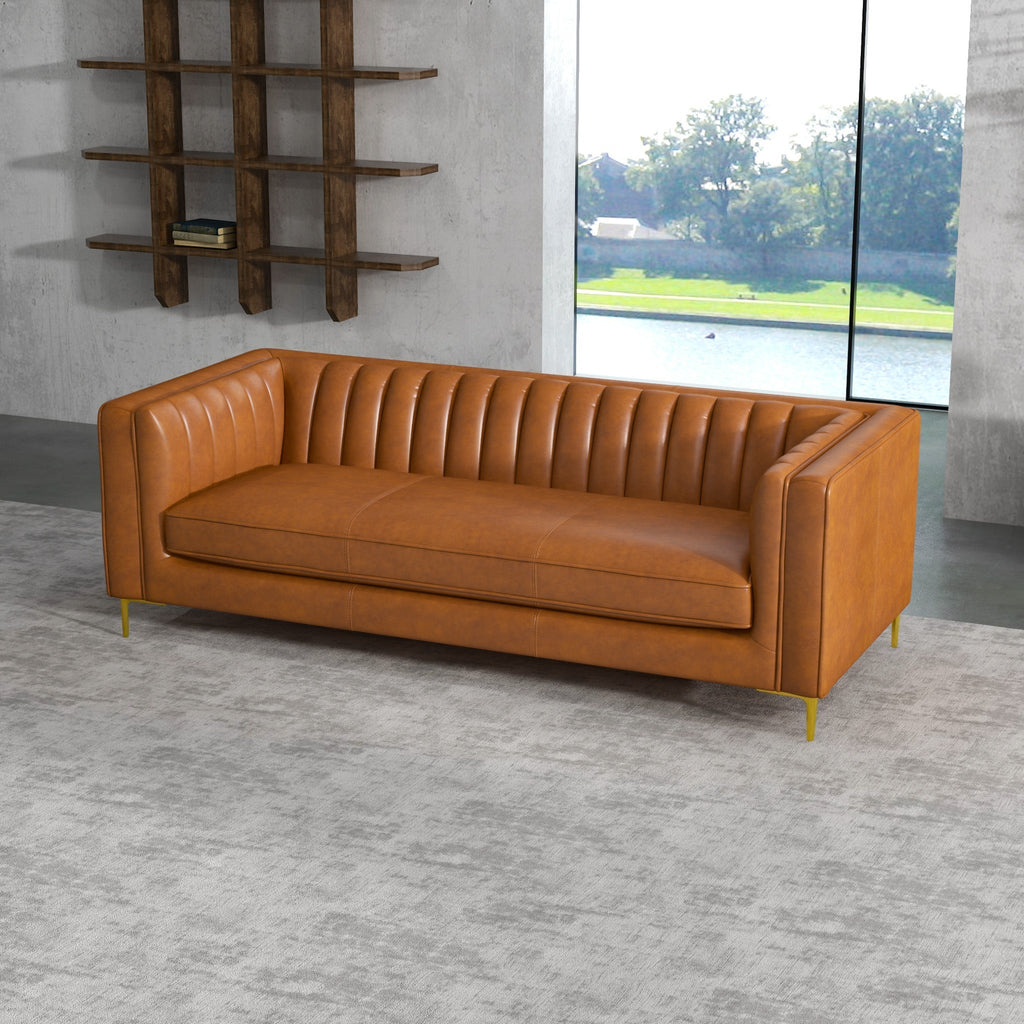 Kendra Sofa - Cognac Leather | MidinMod | Houston TX | Best Furniture stores in Houston