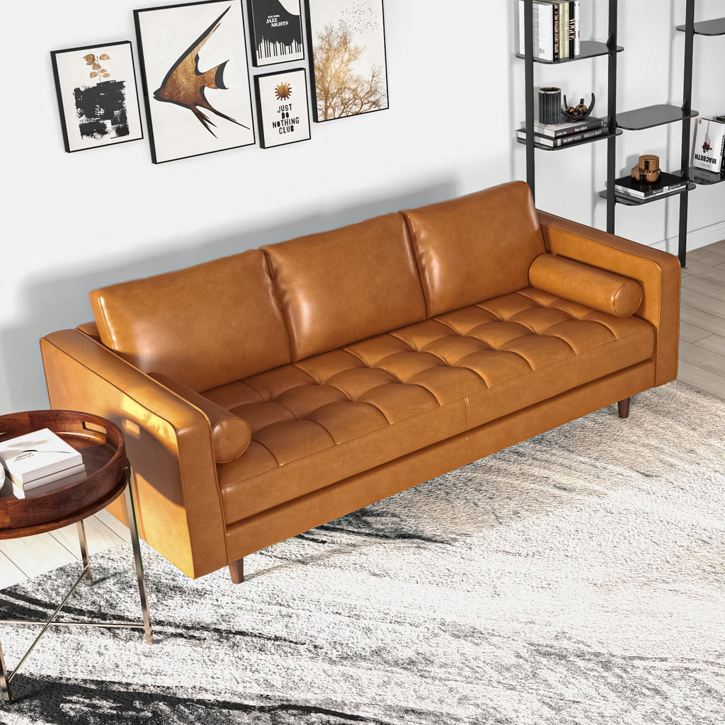 Tessa  Modern  Sofa -Tan Leather | MidinMod | Houston TX | Best Furniture stores in Houston