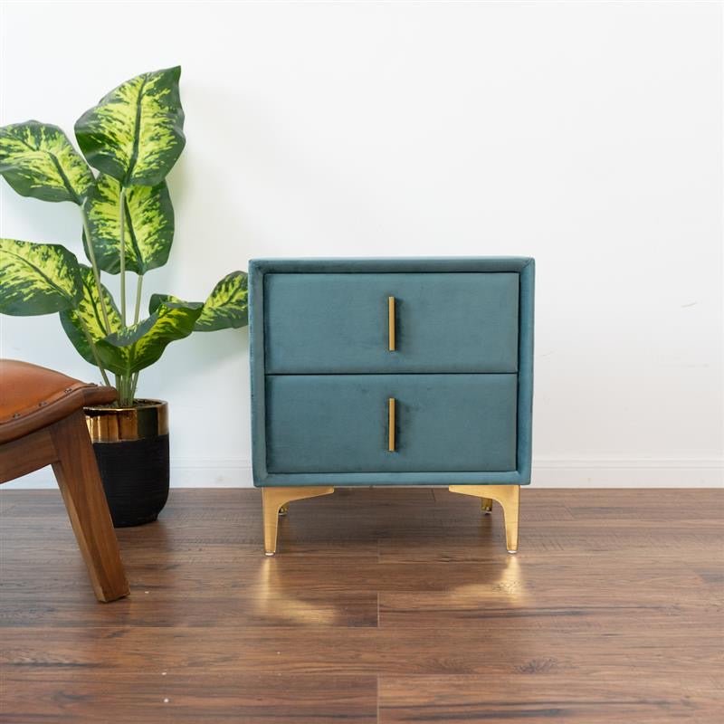 Angela Velvet Night Stand - Sea Blue | MidinMod | Houston TX | Best Furniture stores in Houston