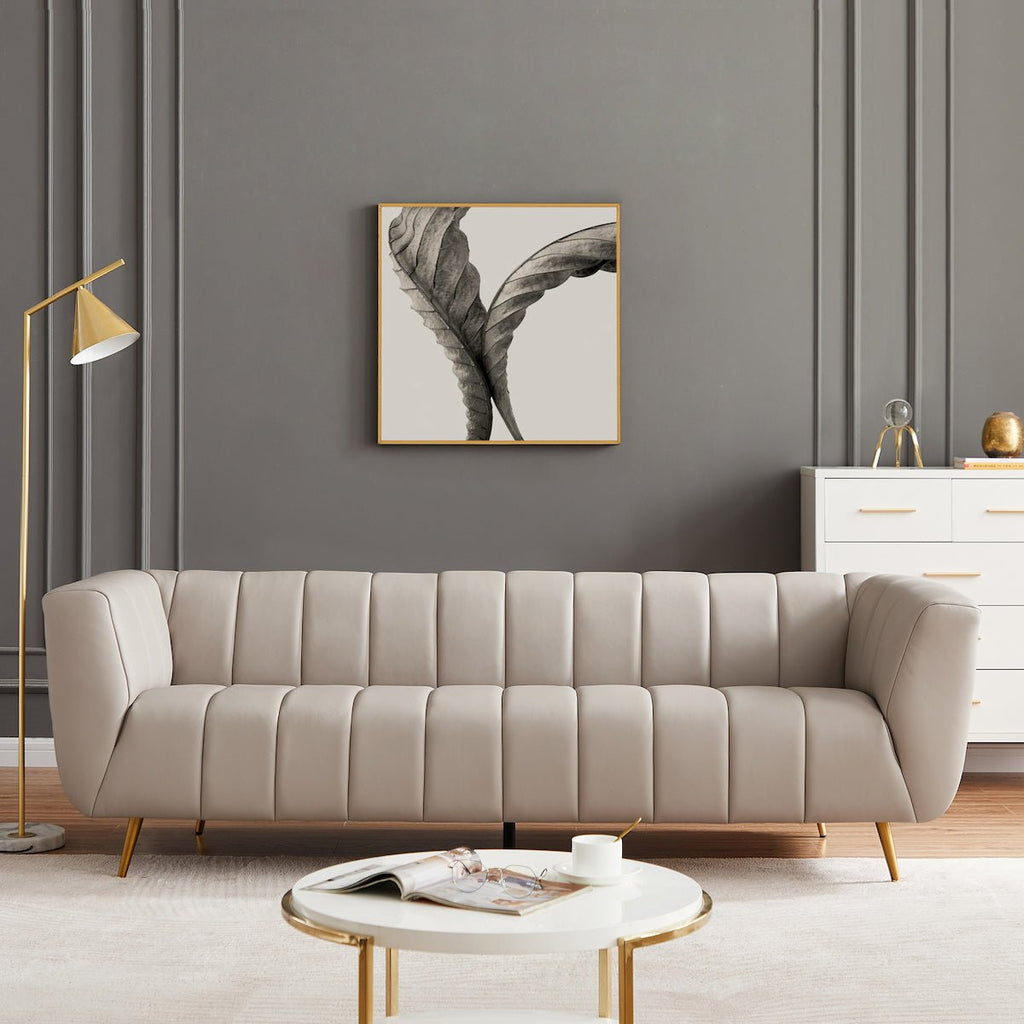 Clodine Sofa | Grey Leather | Mid in Mod | Houston TX | Best Furniture stores in Houston